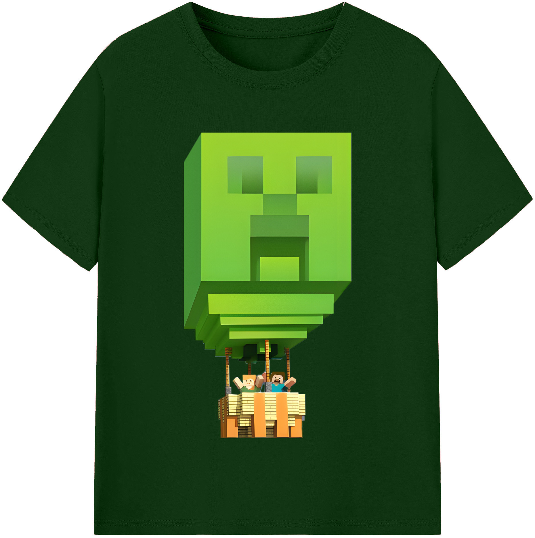 （画像用） マインクラフト ブロックの世界 Minecraft MC Block world 綿100％半袖Tシャツ（フロントプリント）